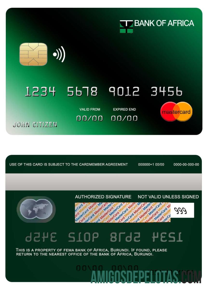 Mastercard do Banco África do Burundi exemplo real